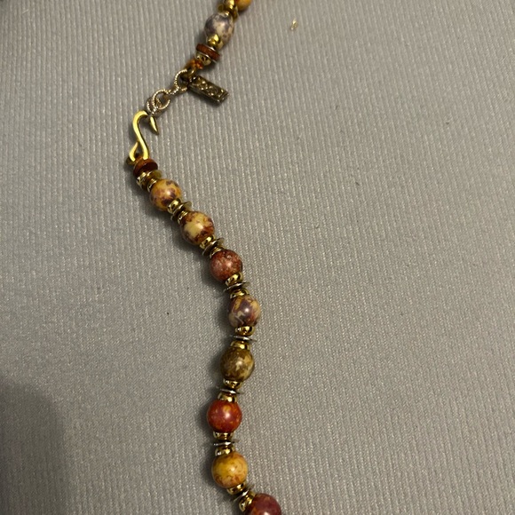 Yves St Laurent(YSL) 15” Long Beaded Necklace. Gold-Tones & Multicolored Stones - Picture 12 of 13